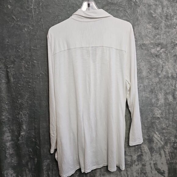 Soft Surroundings 2x cardigan Blouse tunic white pima cotton blend button pocket - Picture 9 of 11